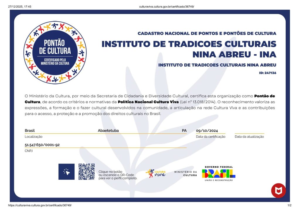 certificaÇÃo pontÃo de cultural